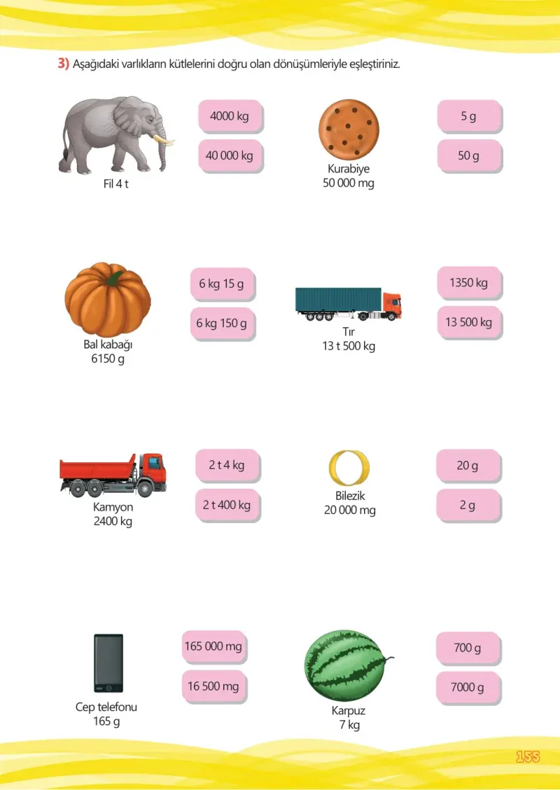 4. Sınıf Matematik Ders Kitabı Cevapları Meb Yayınları Çalışma Kitabı 1 Sayfa 155