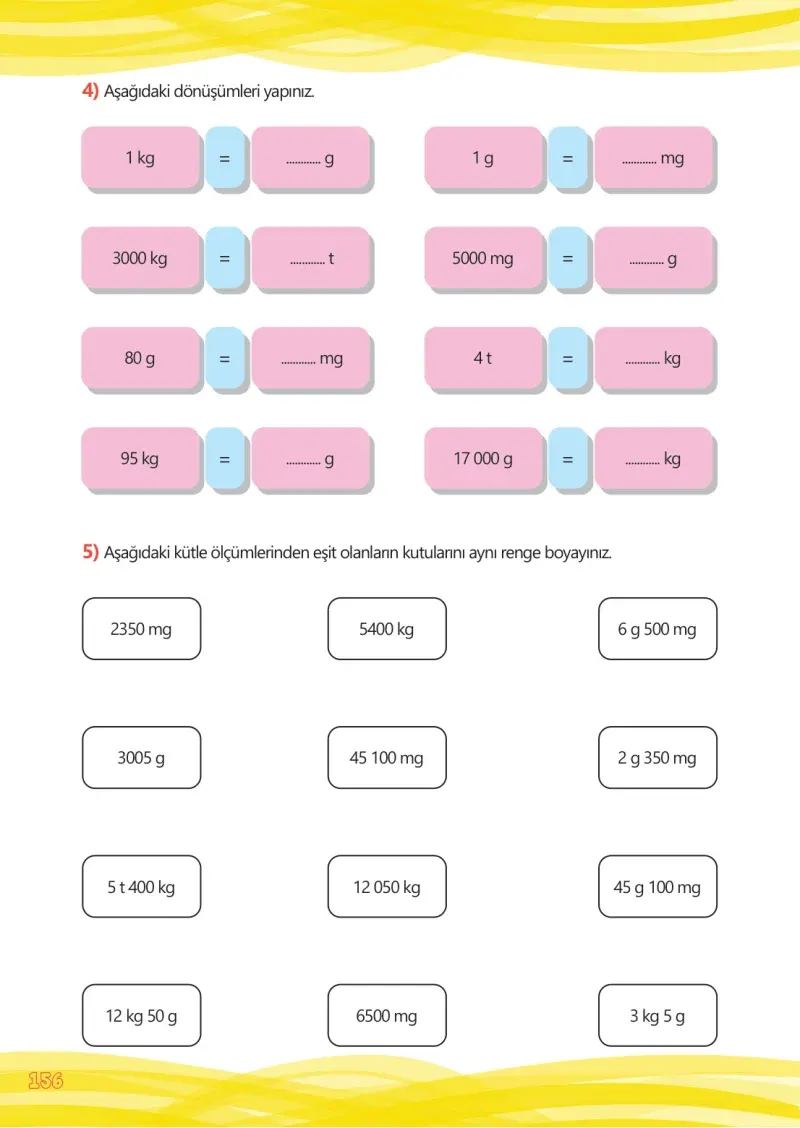 4. Sınıf Matematik Ders Kitabı Cevapları Meb Yayınları Çalışma Kitabı 1 Sayfa 156