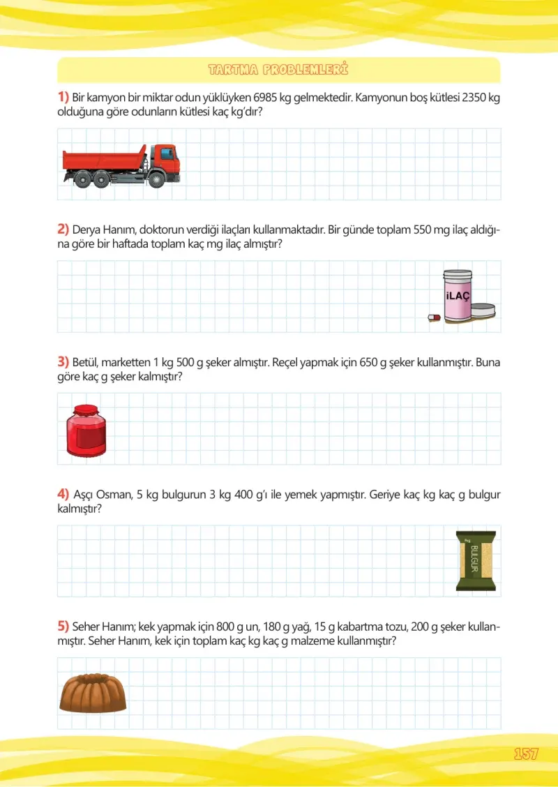 4. Sınıf Matematik Ders Kitabı Cevapları Meb Yayınları Çalışma Kitabı 1 Sayfa 157