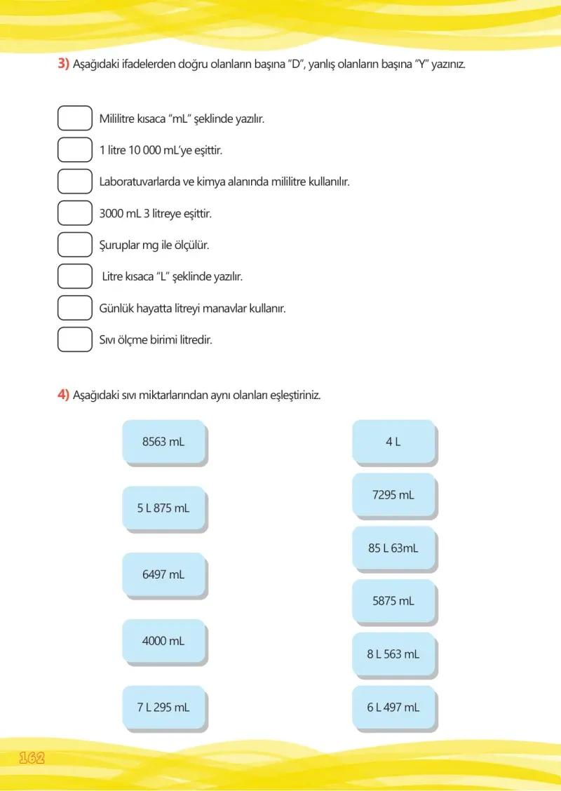 4. Sınıf Matematik Ders Kitabı Cevapları Meb Yayınları Çalışma Kitabı 1 Sayfa 162