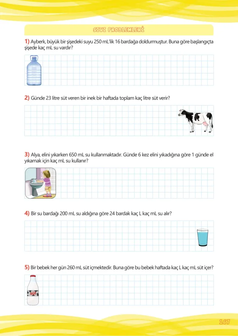 4. Sınıf Matematik Ders Kitabı Cevapları Meb Yayınları Çalışma Kitabı 1 Sayfa 167
