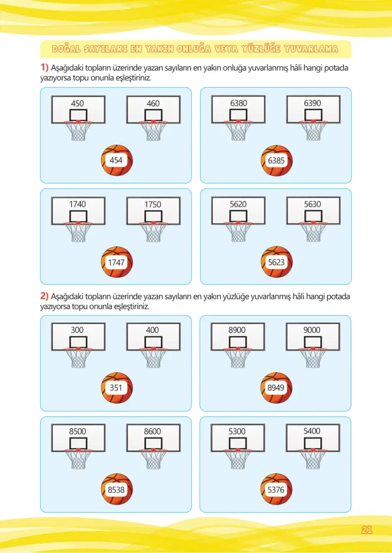4. Sınıf Matematik Ders Kitabı Cevapları Meb Yayınları Çalışma Kitabı 1 Sayfa 21