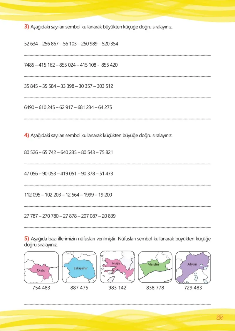 4. Sınıf Matematik Ders Kitabı Cevapları Meb Yayınları Çalışma Kitabı 1 Sayfa 25