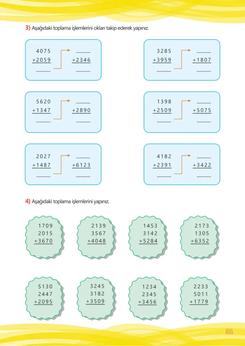 4. Sınıf Matematik Ders Kitabı Cevapları Meb Yayınları Çalışma Kitabı 1 Sayfa 31