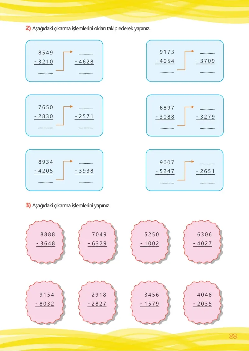 4. Sınıf Matematik Ders Kitabı Cevapları Meb Yayınları Çalışma Kitabı 1 Sayfa 33