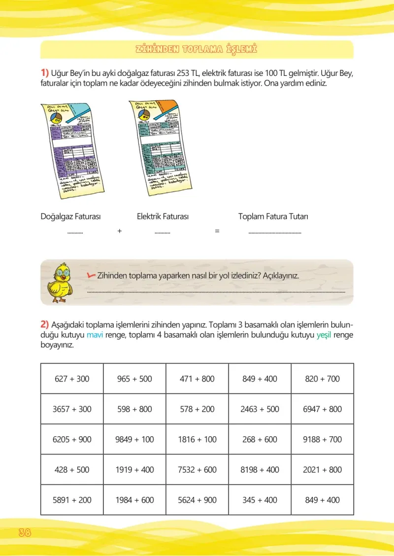4. Sınıf Matematik Ders Kitabı Cevapları Meb Yayınları Çalışma Kitabı 1 Sayfa 38
