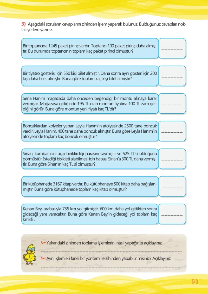 4. Sınıf Matematik Ders Kitabı Cevapları Meb Yayınları Çalışma Kitabı 1 Sayfa 39