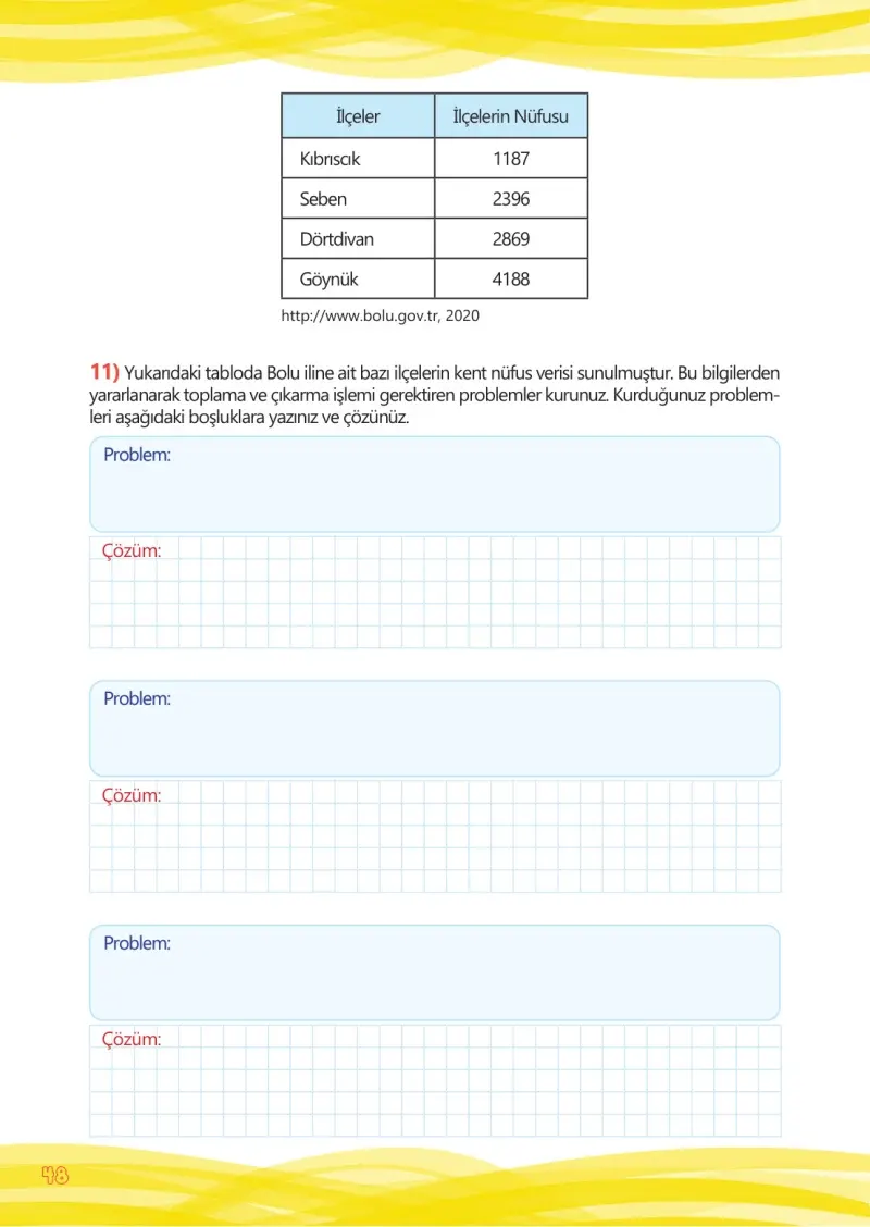 4. Sınıf Matematik Ders Kitabı Cevapları Meb Yayınları Çalışma Kitabı 1 Sayfa 48