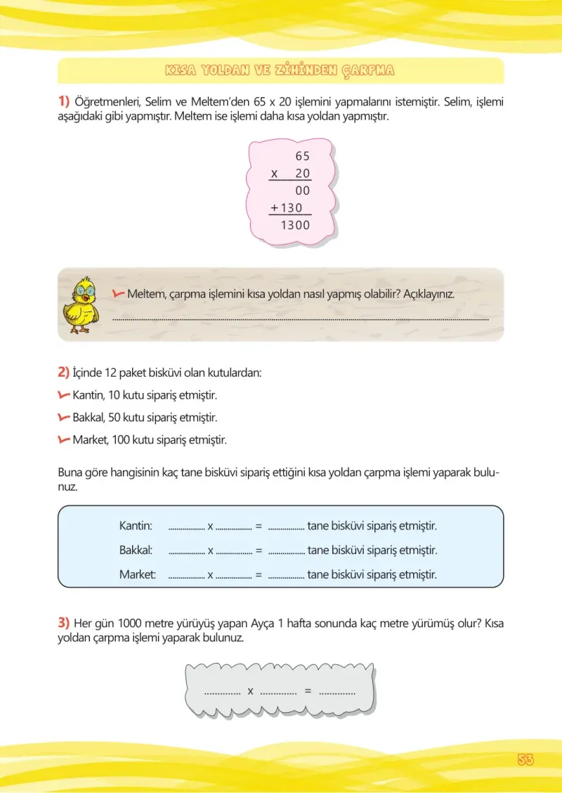 4. Sınıf Matematik Ders Kitabı Cevapları Meb Yayınları Çalışma Kitabı 1 Sayfa 53