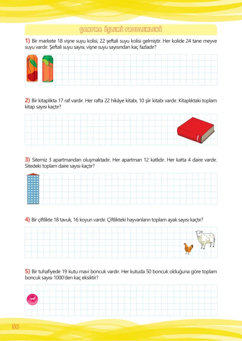 4. Sınıf Matematik Ders Kitabı Cevapları Meb Yayınları Çalışma Kitabı 1 Sayfa 56