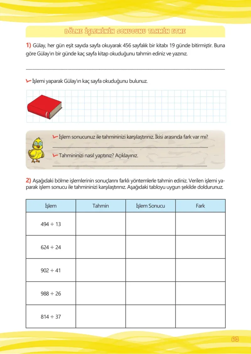 4. Sınıf Matematik Ders Kitabı Cevapları Meb Yayınları Çalışma Kitabı 1 Sayfa 63