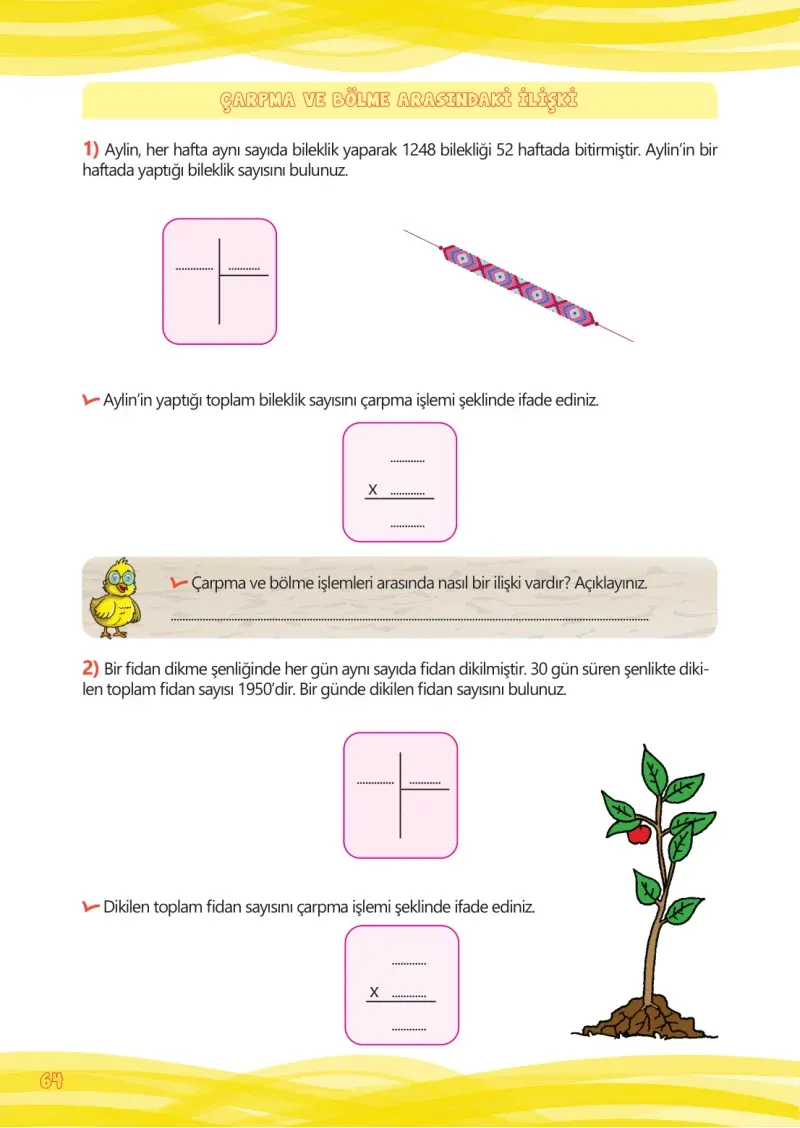 4. Sınıf Matematik Ders Kitabı Cevapları Meb Yayınları Çalışma Kitabı 1 Sayfa 64