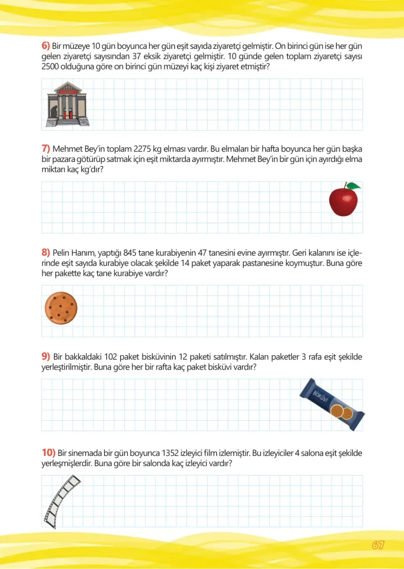 4. Sınıf Matematik Ders Kitabı Cevapları Meb Yayınları Çalışma Kitabı 1 Sayfa 67