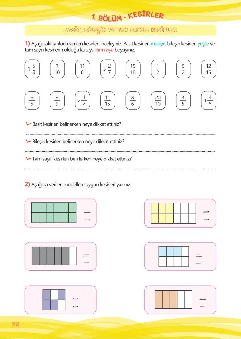 4. Sınıf Matematik Ders Kitabı Cevapları Meb Yayınları Çalışma Kitabı 1 Sayfa 72
