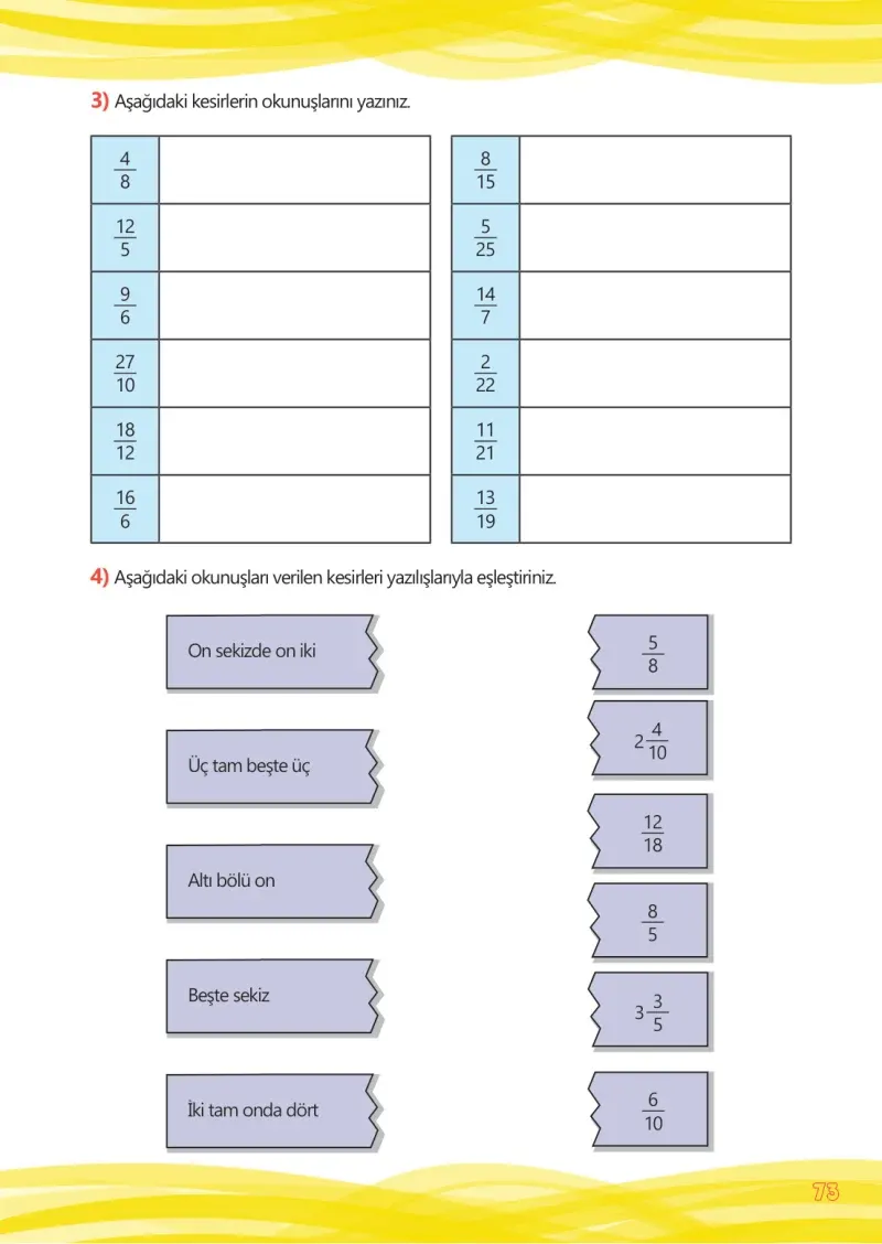 4. Sınıf Matematik Ders Kitabı Cevapları Meb Yayınları Çalışma Kitabı 1 Sayfa 73