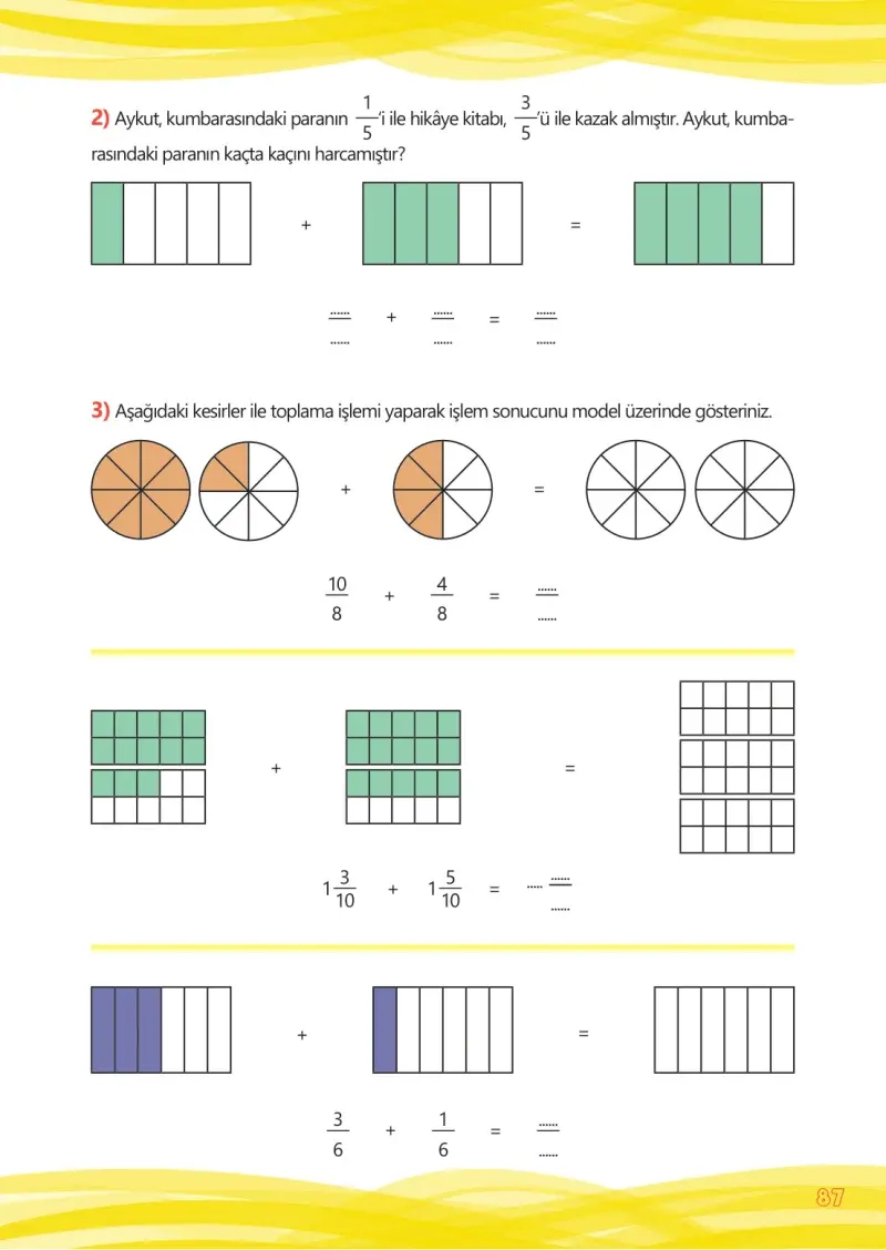 4. Sınıf Matematik Ders Kitabı Cevapları Meb Yayınları Çalışma Kitabı 1 Sayfa 87