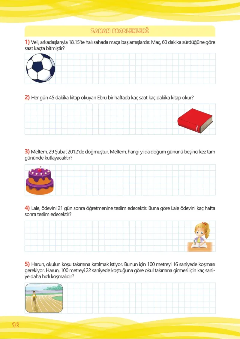 4. Sınıf Matematik Ders Kitabı Cevapları Meb Yayınları Çalışma Kitabı 1 Sayfa 96