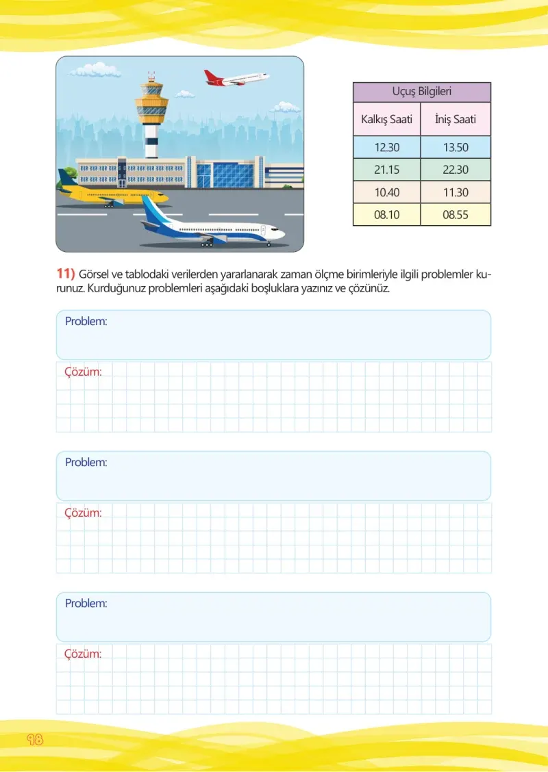 4. Sınıf Matematik Ders Kitabı Cevapları Meb Yayınları Çalışma Kitabı 1 Sayfa 98