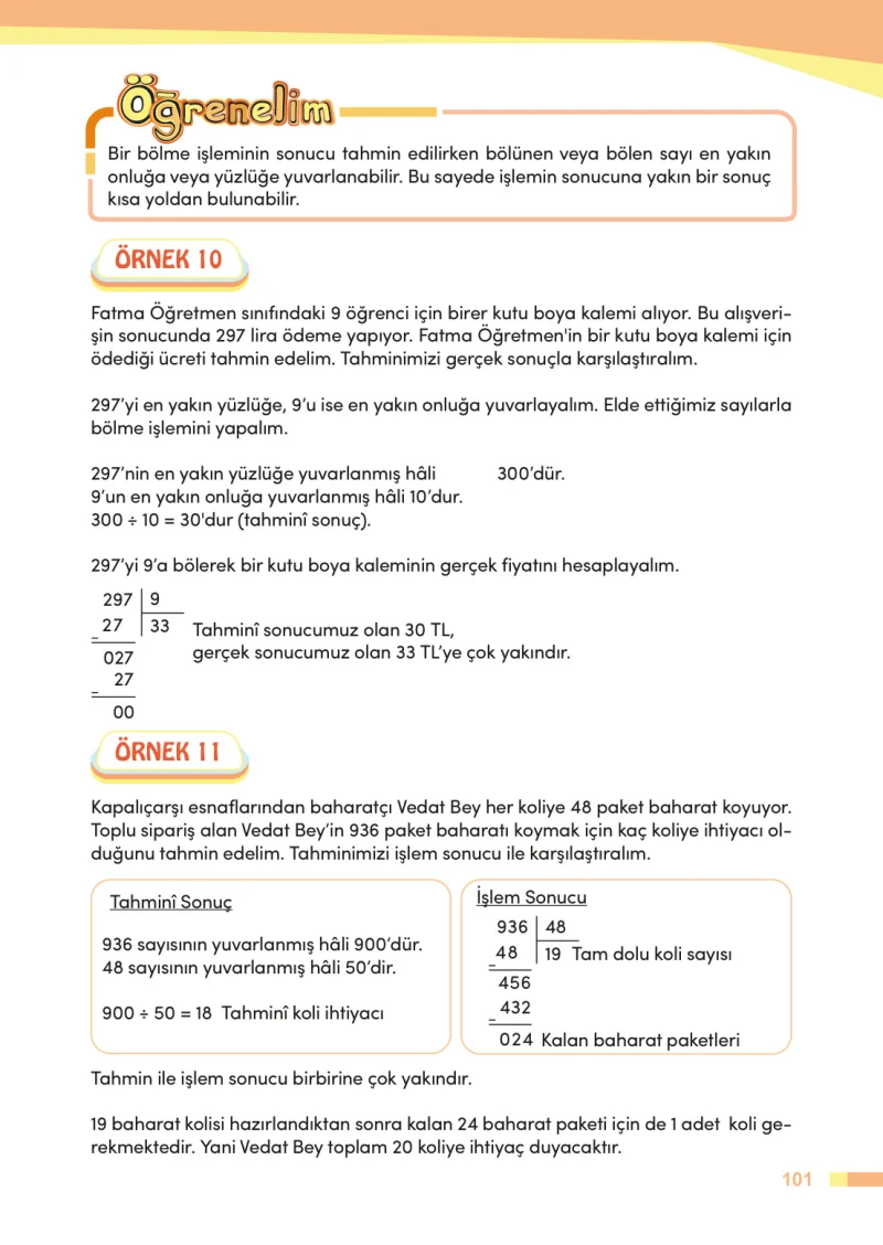4. Sınıf Matematik Ders Kitabı Cevapları Meb Yayınları Sayfa 101
