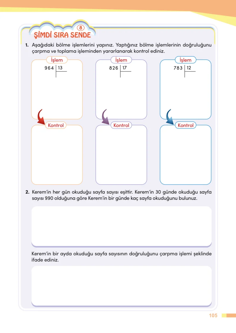 4. Sınıf Matematik Ders Kitabı Cevapları Meb Yayınları Sayfa 105