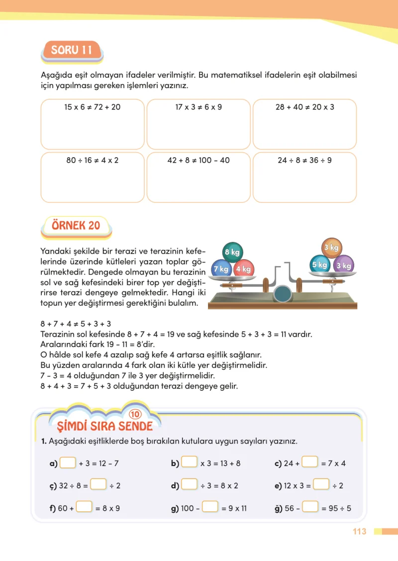 4. Sınıf Matematik Ders Kitabı Cevapları Meb Yayınları Sayfa 113