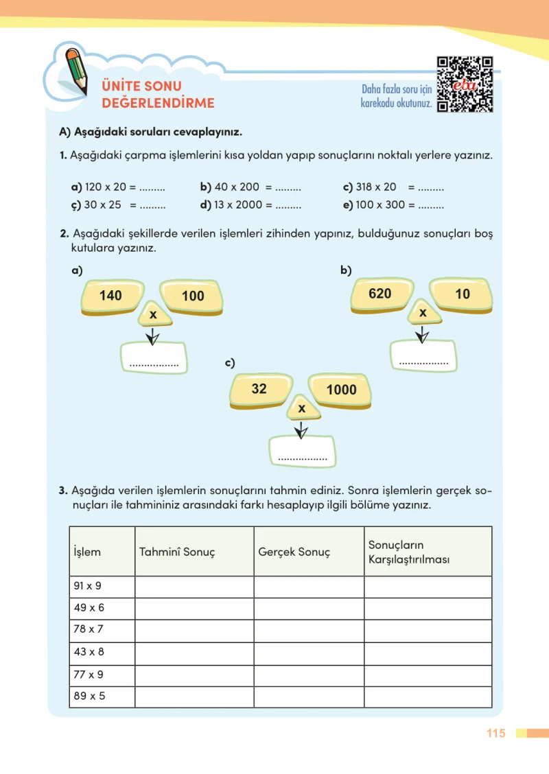 4. Sınıf Matematik Ders Kitabı Cevapları Meb Yayınları Sayfa 115
