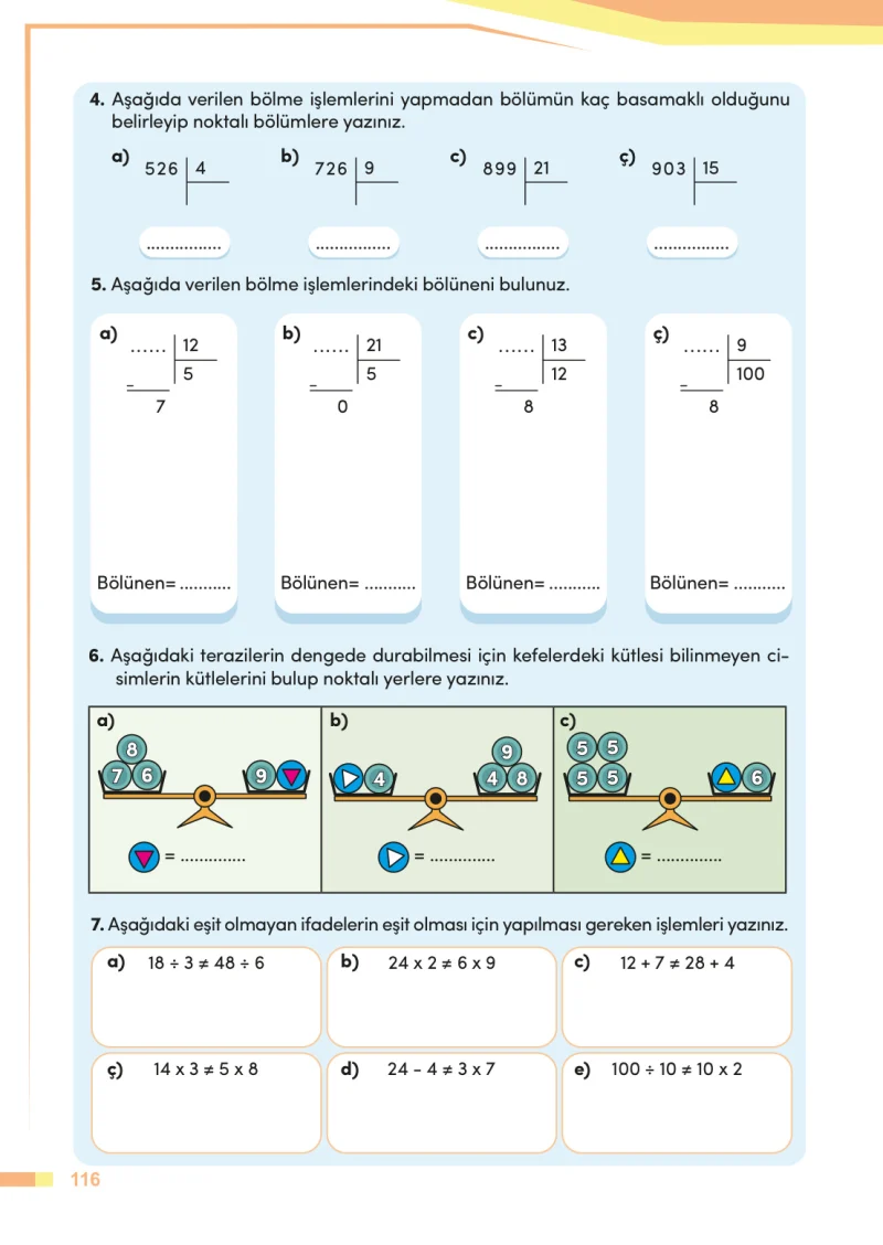 4. Sınıf Matematik Ders Kitabı Cevapları Meb Yayınları Sayfa 116