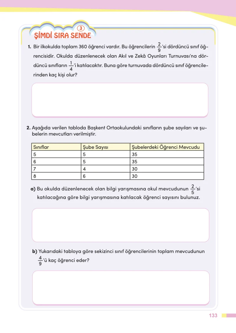 4. Sınıf Matematik Ders Kitabı Cevapları Meb Yayınları Sayfa 133