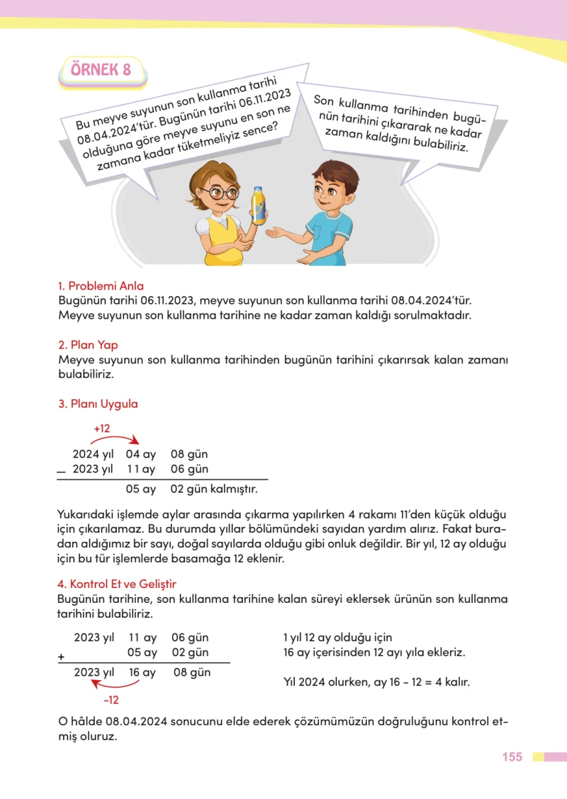 4. Sınıf Matematik Ders Kitabı Cevapları Meb Yayınları Sayfa 155