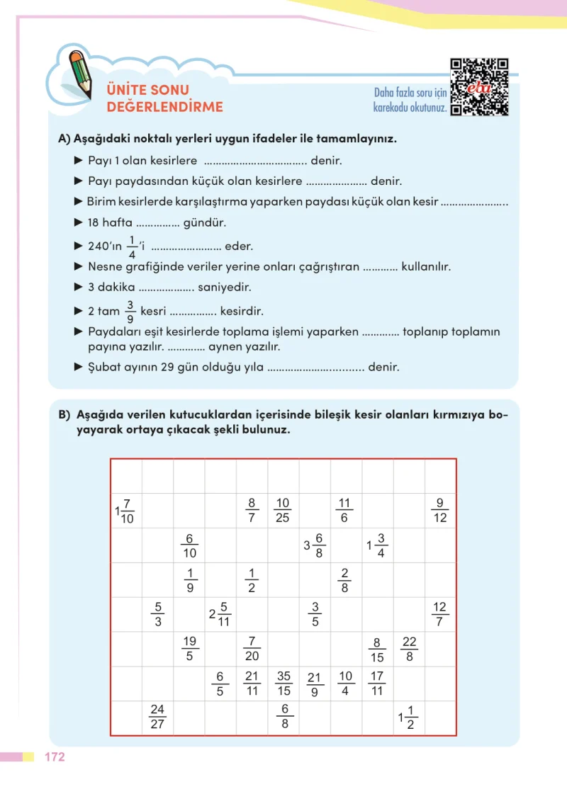 4. Sınıf Matematik Ders Kitabı Cevapları Meb Yayınları Sayfa 172