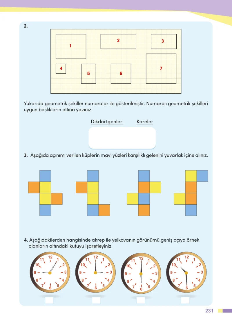4. Sınıf Matematik Ders Kitabı Cevapları Meb Yayınları Sayfa 231