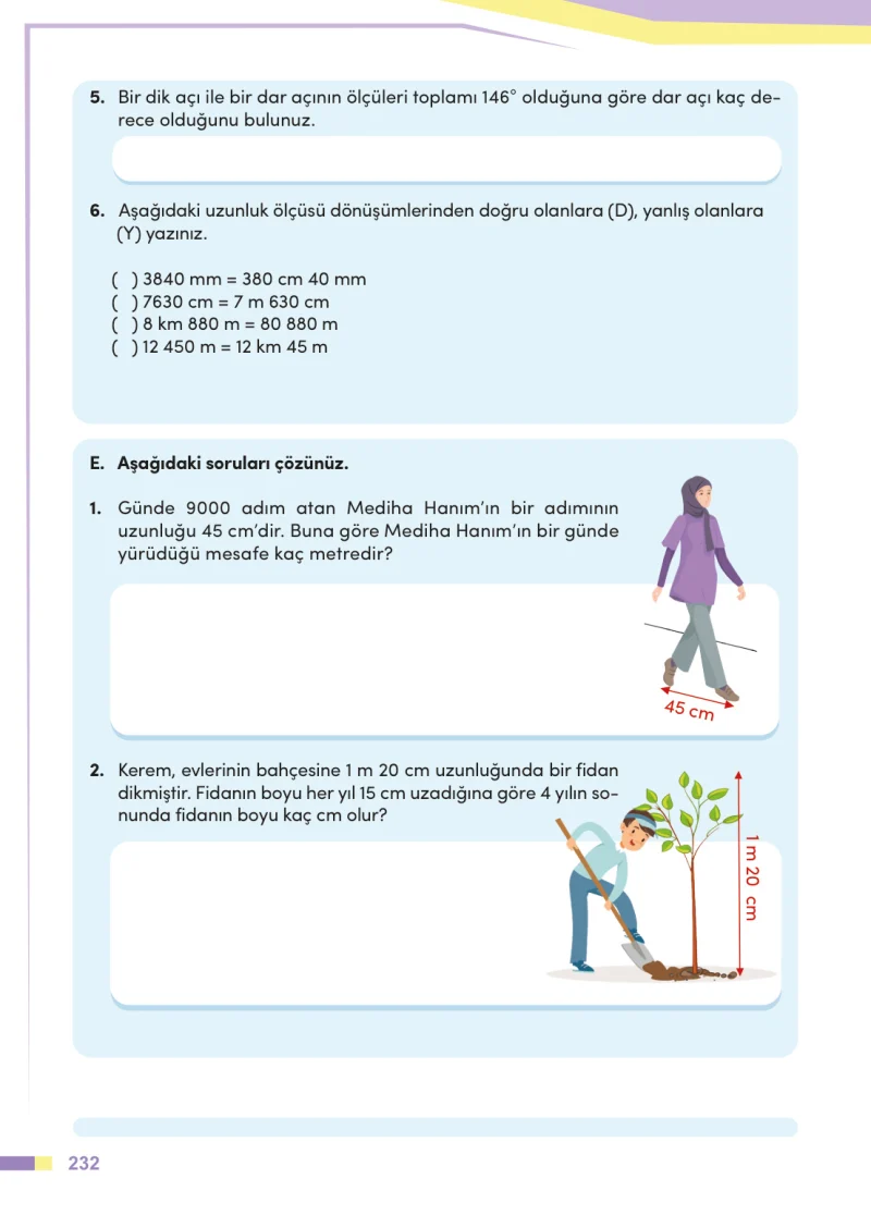 4. Sınıf Matematik Ders Kitabı Cevapları Meb Yayınları Sayfa 232