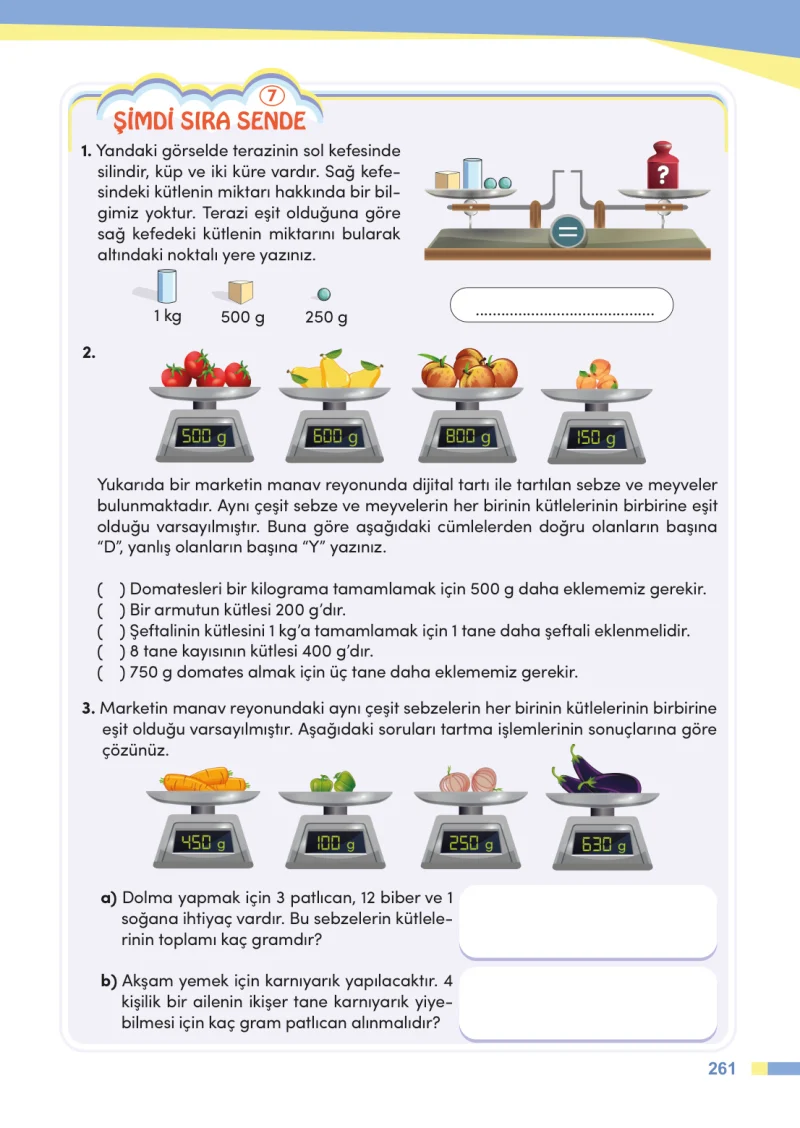 4. Sınıf Matematik Ders Kitabı Cevapları Meb Yayınları Sayfa 261