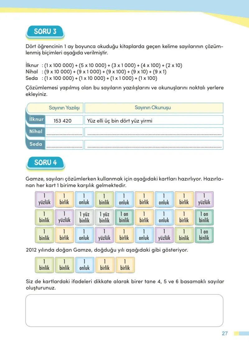 4. Sınıf Matematik Ders Kitabı Cevapları Meb Yayınları Sayfa 27