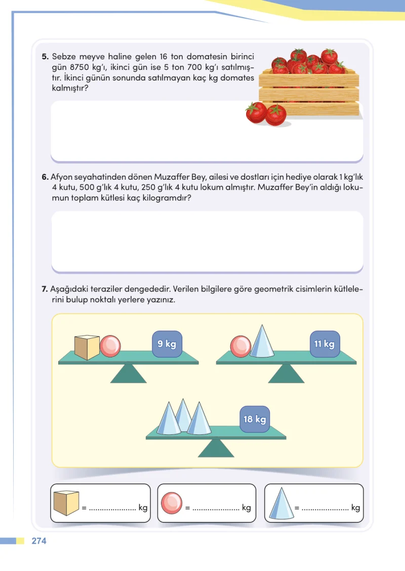 4. Sınıf Matematik Ders Kitabı Cevapları Meb Yayınları Sayfa 274