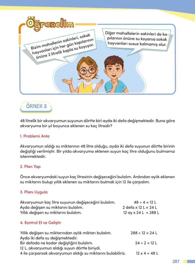 4. Sınıf Matematik Ders Kitabı Cevapları Meb Yayınları Sayfa 287