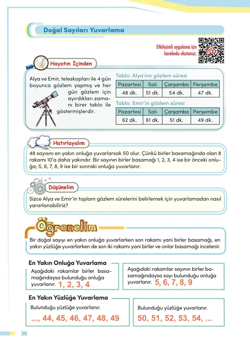 4. Sınıf Matematik Ders Kitabı Cevapları Meb Yayınları Sayfa 30