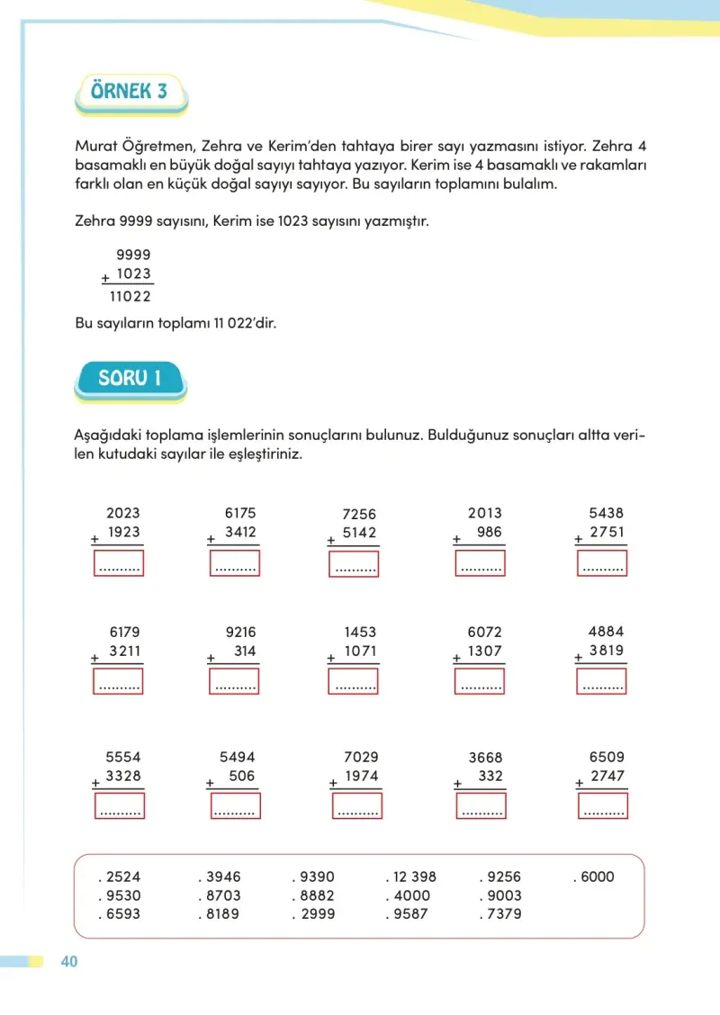 4. Sınıf Matematik Ders Kitabı Cevapları Meb Yayınları Sayfa 40