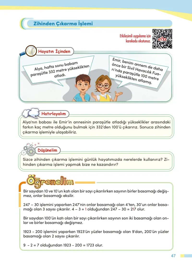 4. Sınıf Matematik Ders Kitabı Cevapları Meb Yayınları Sayfa 47