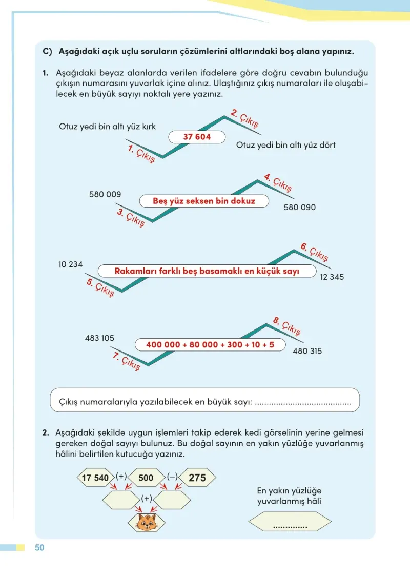 4. Sınıf Matematik Ders Kitabı Cevapları Meb Yayınları Sayfa 50