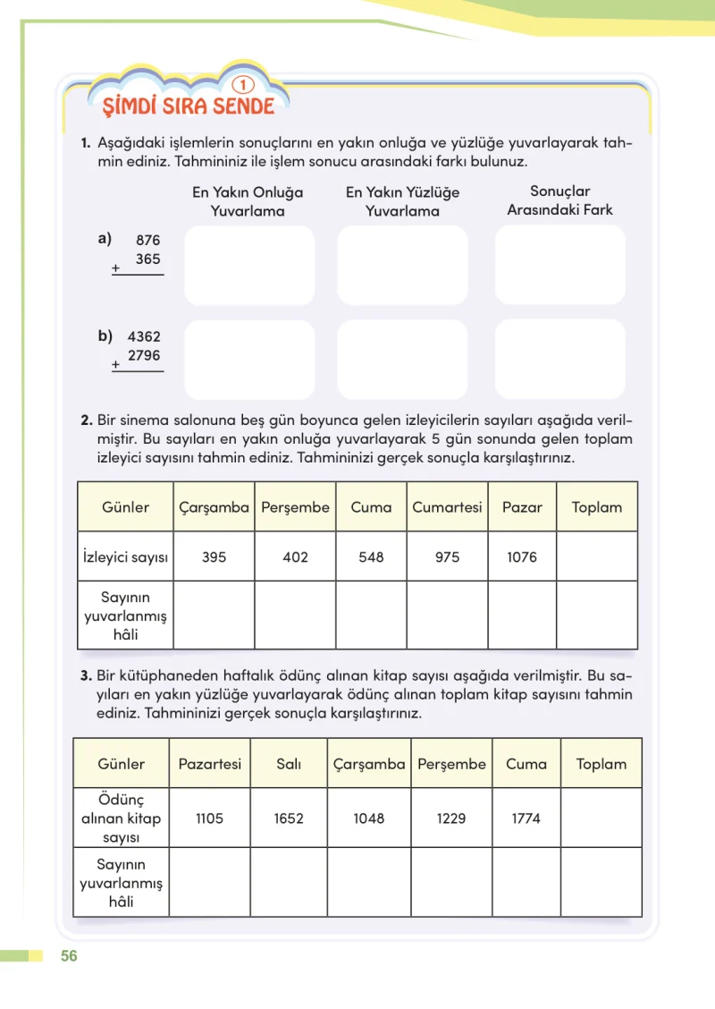 4. Sınıf Matematik Ders Kitabı Cevapları Meb Yayınları Sayfa 56