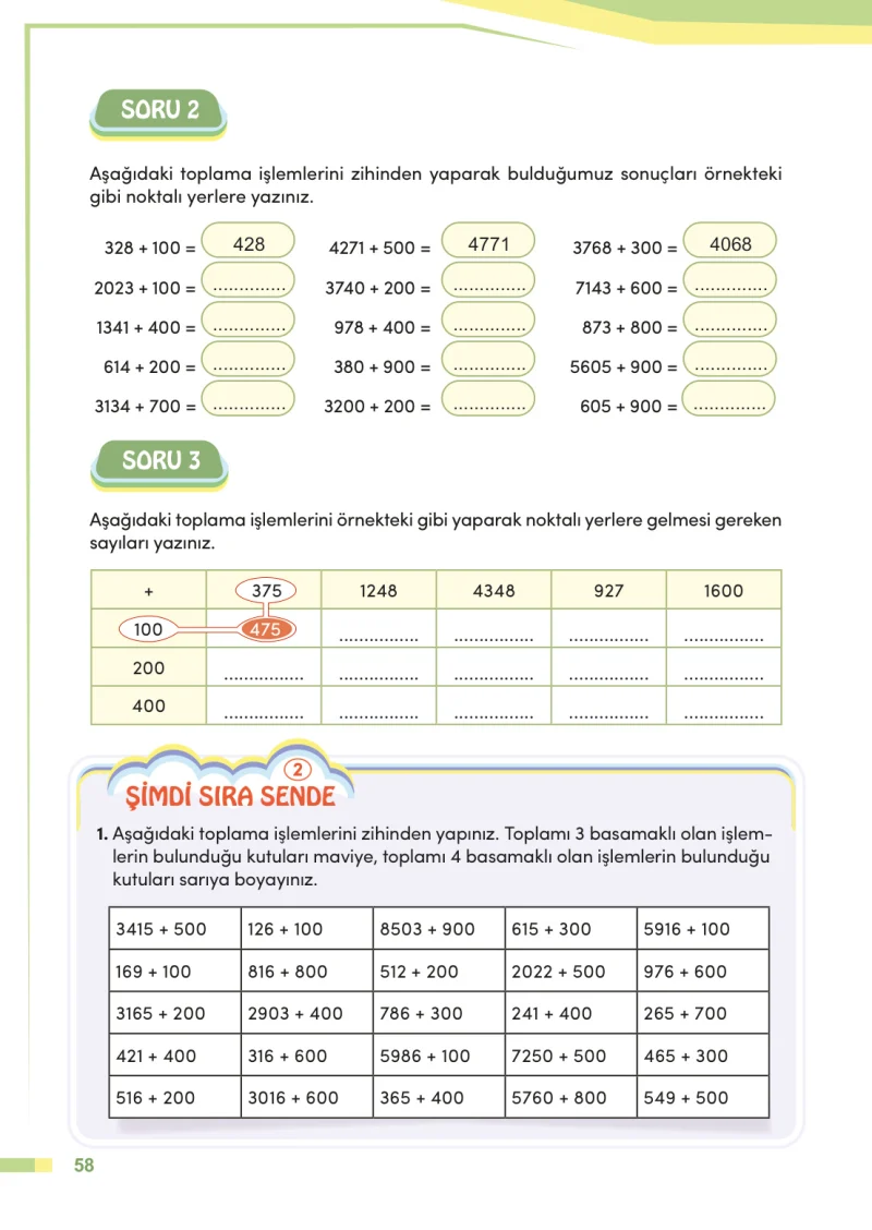 4. Sınıf Matematik Ders Kitabı Cevapları Meb Yayınları Sayfa 58