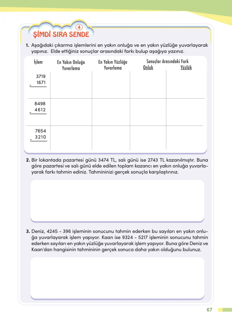 4. Sınıf Matematik Ders Kitabı Cevapları Meb Yayınları Sayfa 67