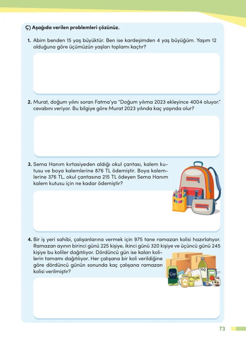 4. Sınıf Matematik Ders Kitabı Cevapları Meb Yayınları Sayfa 73
