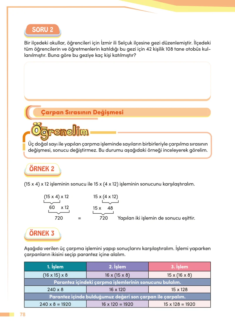 4. Sınıf Matematik Ders Kitabı Cevapları Meb Yayınları Sayfa 78