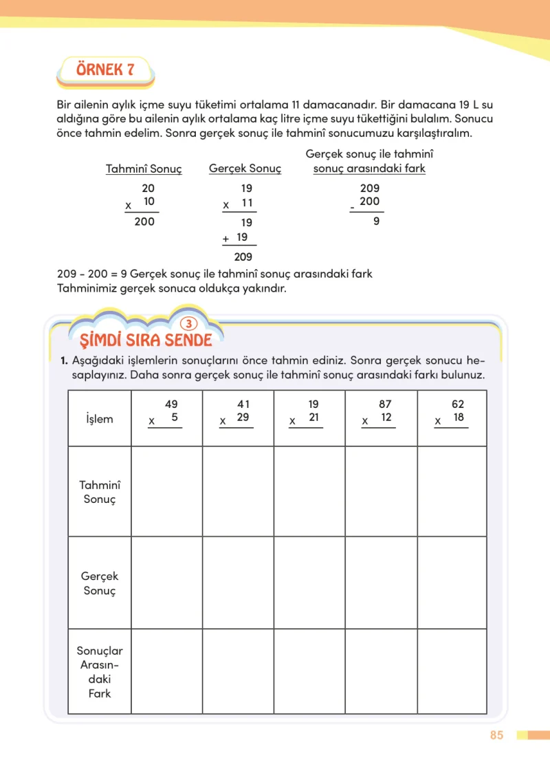 4. Sınıf Matematik Ders Kitabı Cevapları Meb Yayınları Sayfa 85
