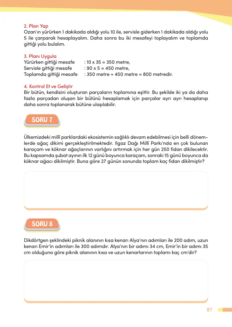 4. Sınıf Matematik Ders Kitabı Cevapları Meb Yayınları Sayfa 87