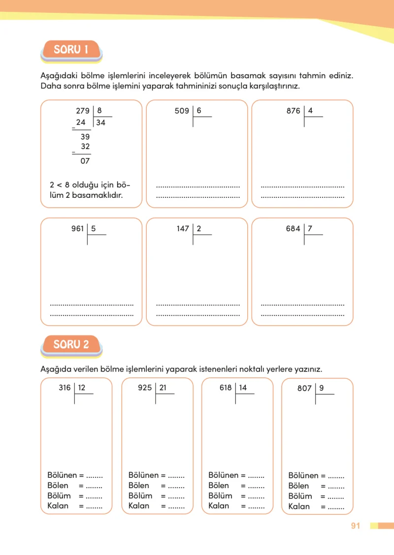4. Sınıf Matematik Ders Kitabı Cevapları Meb Yayınları Sayfa 91