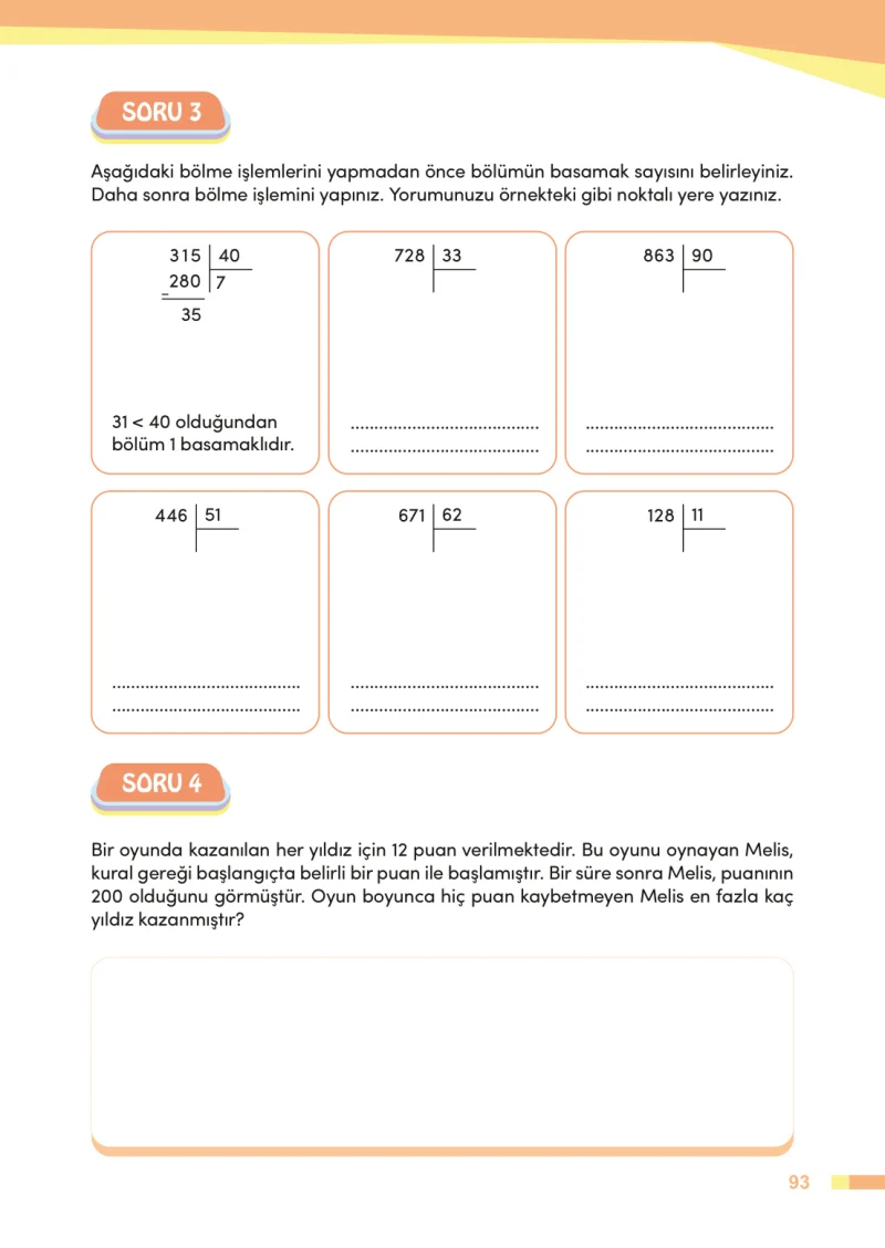 4. Sınıf Matematik Ders Kitabı Cevapları Meb Yayınları Sayfa 93