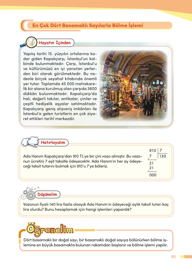 4. Sınıf Matematik Ders Kitabı Cevapları Meb Yayınları Sayfa 95
